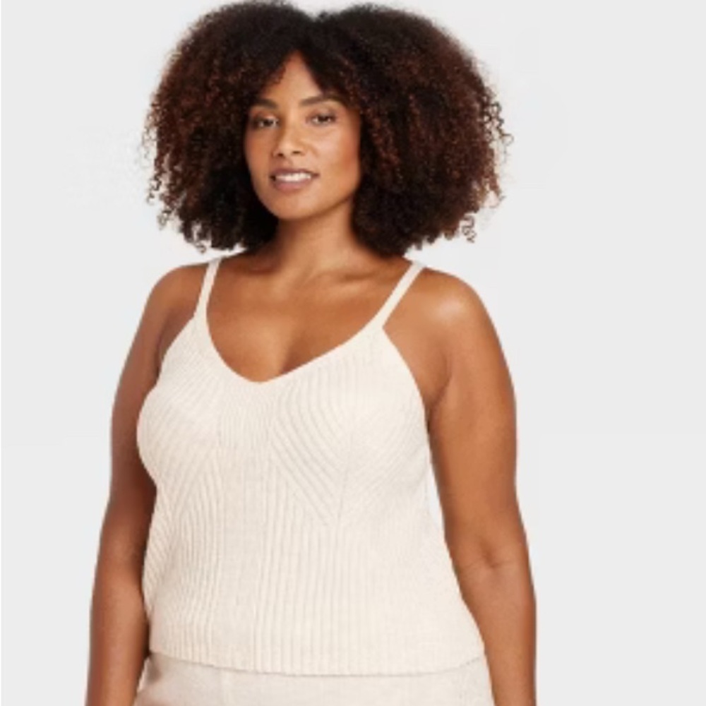 Plus size Auden Cream Ribbed Camisole Top 2X